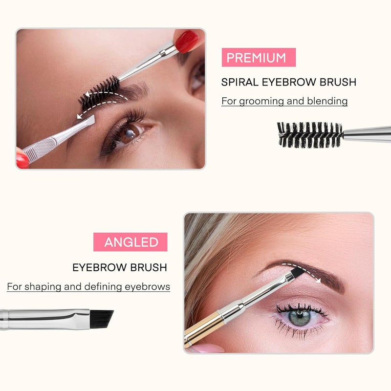 Unaone Eyebrow Brush - 2 PCS Professional Dual-Ended Angled Eye Brow Brush Applicator For Shaping and Filling Brows Lash Eyeliner - Image 4